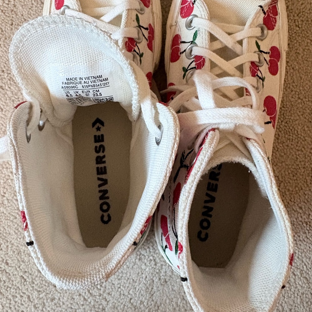 Converse White High Top Sneakers with Red Cherry Print - Picture 10 of 11